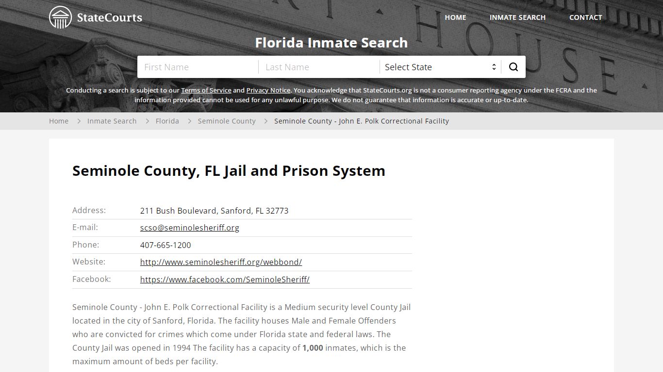 Seminole County - John E. Polk Correctional Facility ...